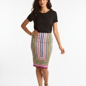 Bisou Bisou Vibrant Striped Pencil Skirt Size Lg